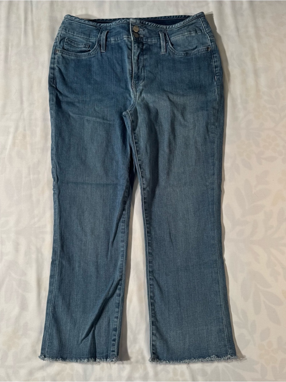 NYDJ Wide-Leg Flare Jeans in Mid Blue